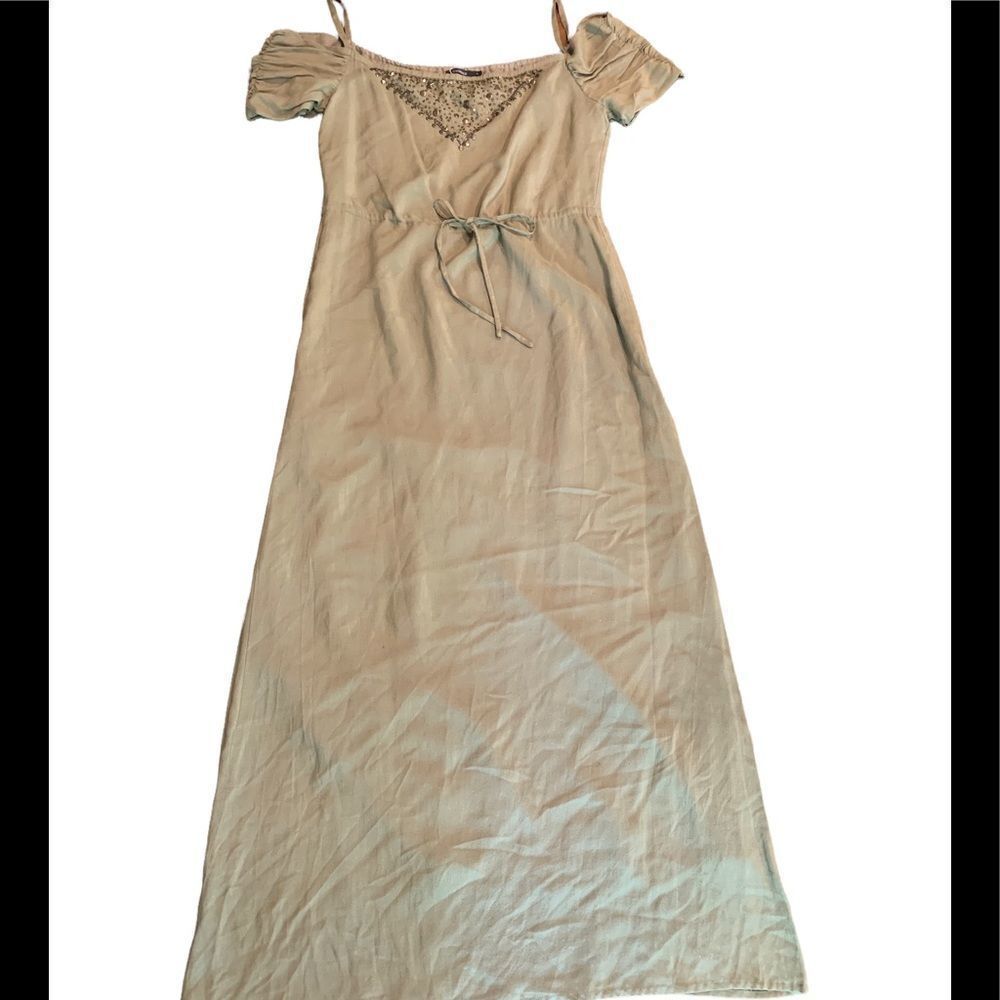 Theme Olive Maxi Off the Shoulder Peasant Dress S
